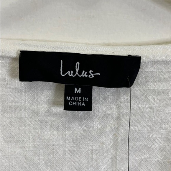 Lulus Uncommon Charm Ivory Lace Button-Up Big Collar Puff Sleeve Top M Boho NWT - Picture 7 of 12